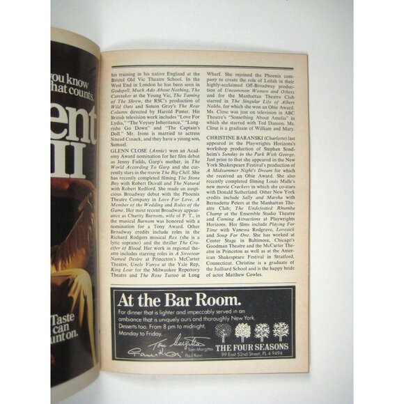 The Real Thing Playbill Plymouth Theatre Glenn Close Jeremy Irons 1984 Stop Sorr - Picture 6 of 7